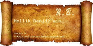 Mellik Benjámin névjegykártya